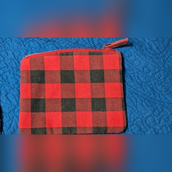 Plaid Red and Black Monogrammed Pouch (EUC) - Picture 6 of 8
